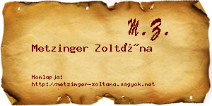 Metzinger Zoltána névjegykártya